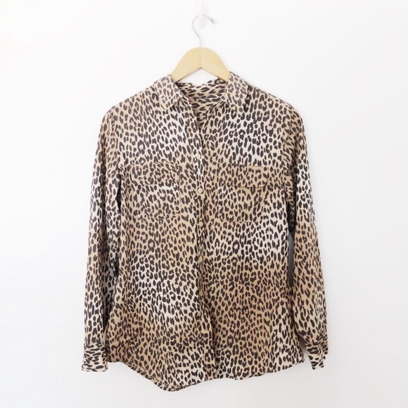 Vintage Leopard Print Button Down Shirt SzL